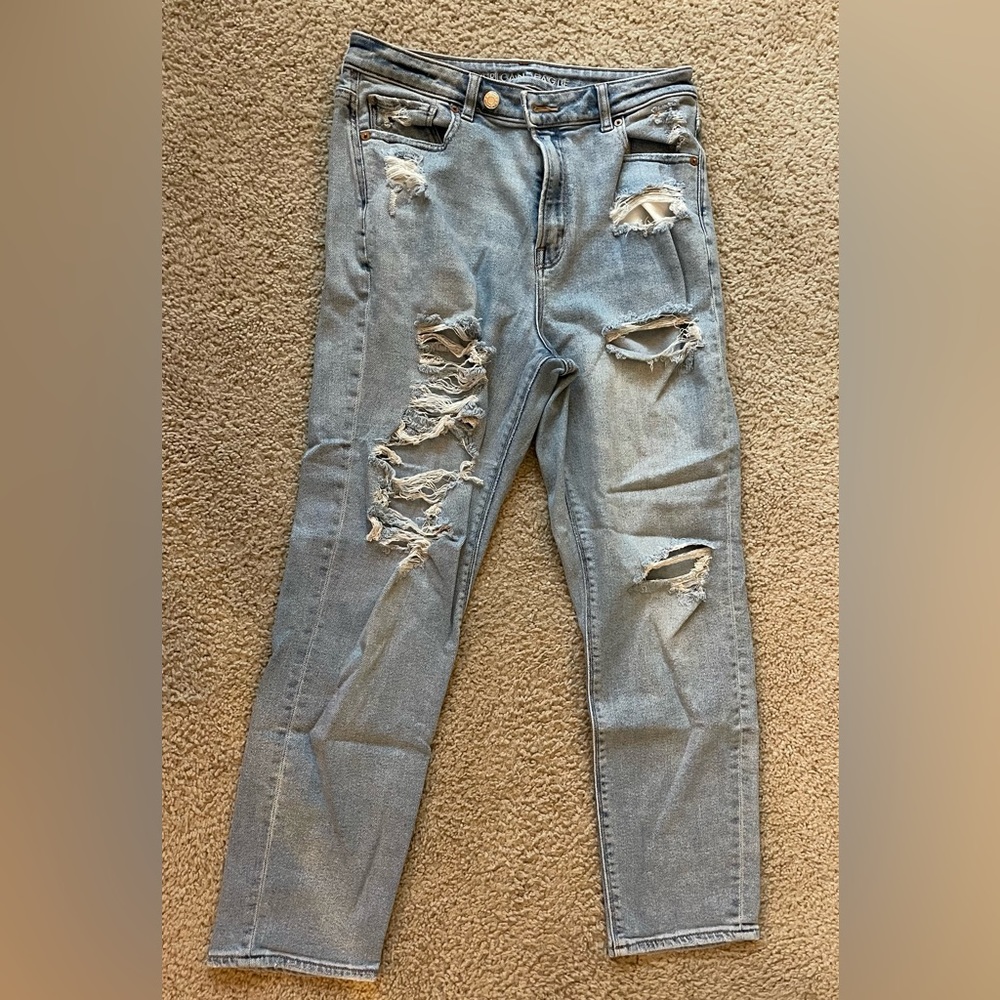 American Eagle distressed mom jeans, size 10